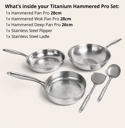 Titanium Hammered Cookware Set Pro